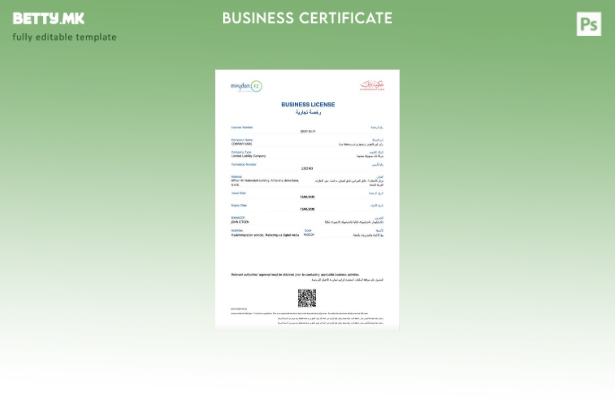 Модерен стил ОАЕ Дубаи деловна лиценца Шаблон за Word и PDF